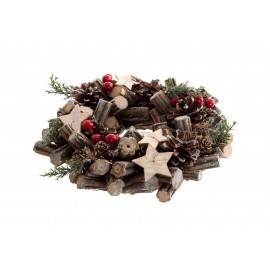 Corona navidad madera