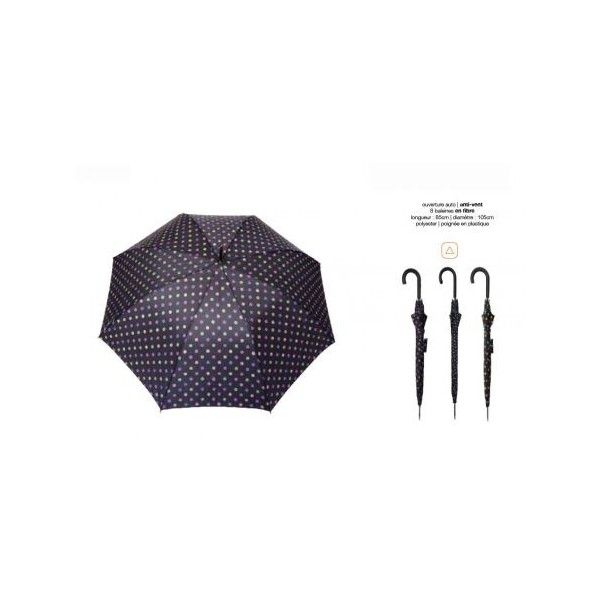 Paraguas automático anti viento lunares plata Smati