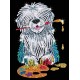 Sequin art Perro pintor